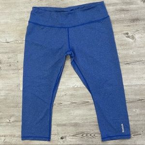 Blue Reebok Leggings, Crop, Striped, Size Medium